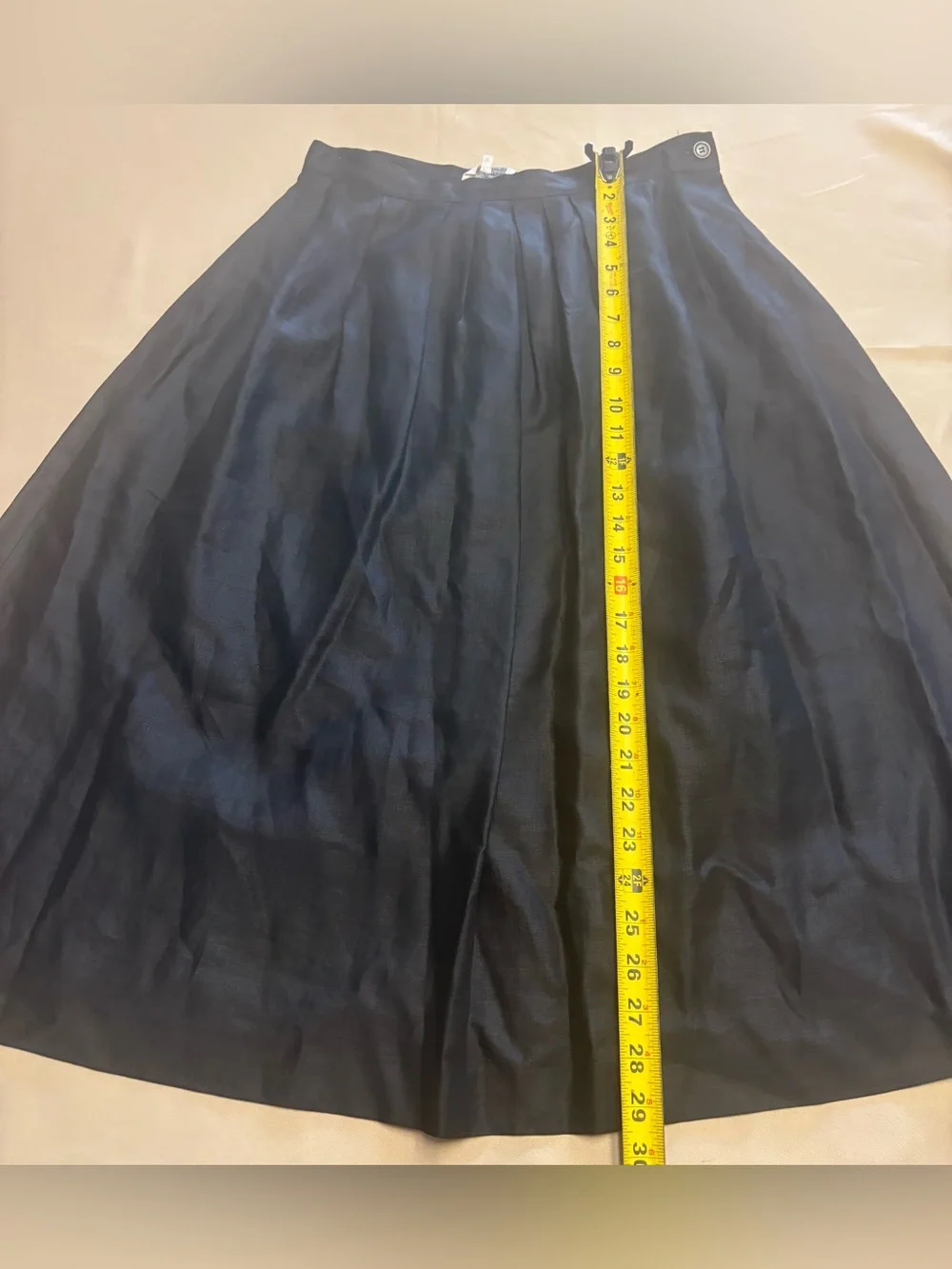 Women 100% Linen Midi A Line Skirt - Sarah Rowland - Black Cottagecore Sz‎ 12P